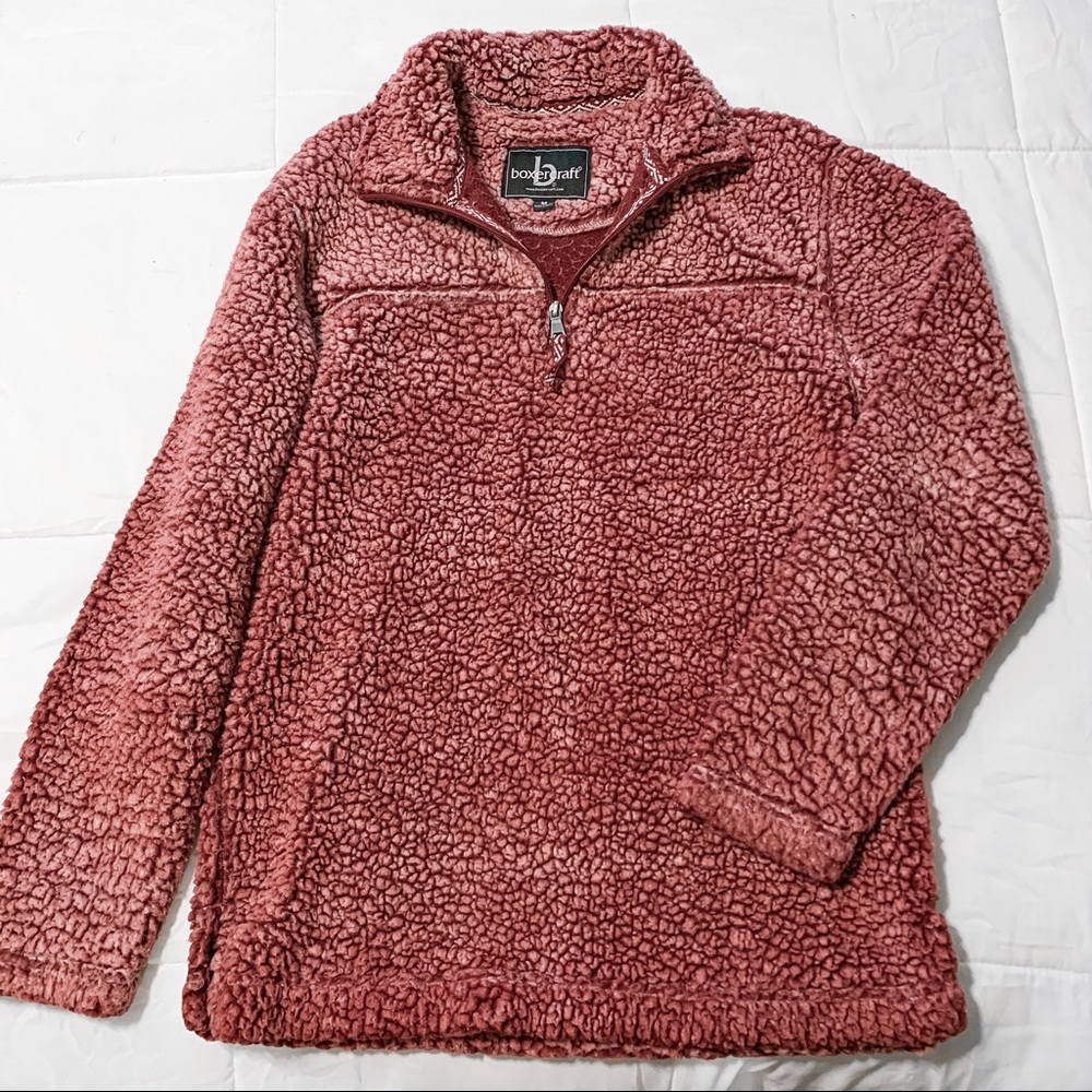 pink quarter zip sherpa
